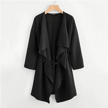 Load image into Gallery viewer, SHEIN Waterfall Collar Double Pocket Front Wrap Autumn Coat With Belt