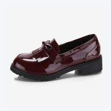 Load image into Gallery viewer, Women Bowtie Tassel Platform Autumn Derby Shoes Ladies Flat Oxfords Patent Leather Slip On Female Comfort Fashion Footwear