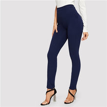 Load image into Gallery viewer, SHEIN Elastic Waist Mid Waist Skinny Trousers Autumn Office