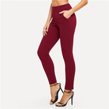 Load image into Gallery viewer, SHEIN Elastic Waist Mid Waist Skinny Trousers Autumn Office