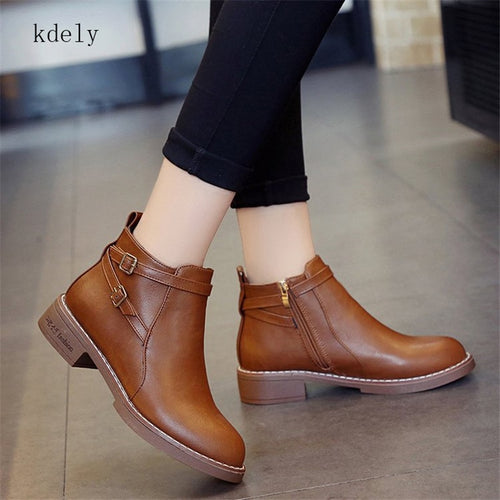 Women Ankle Martin Boots 2019 Autumn Female Casual Shoes Woman Flat