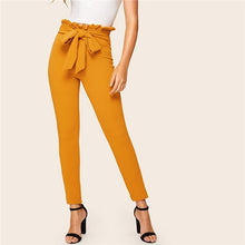 Load image into Gallery viewer, SHEIN Elegant Paperbag Waist Belted Detail Solid High Waist Pants Women