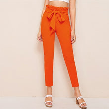 Load image into Gallery viewer, SHEIN Elegant Paperbag Waist Belted Detail Solid High Waist Pants Women